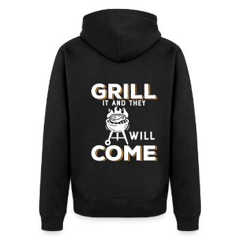 Faites-le griller et ils viendront. - Veste à capuche bio Premium Unisexe - noir - Dos - Nico (187cm)