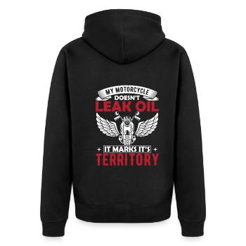 Mein Motorrad verliert kein Öl, es markiert seine Terri - Unisex Premium Bio Zip Hoodie - Schwarz - Hinten - Nico (187cm)
