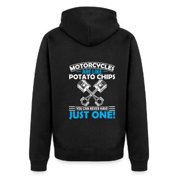 Les motos sont comme des chips - vous ne pouvez jamais - Veste à capuche bio Premium Unisexe - noir - Dos - Nico (187cm)