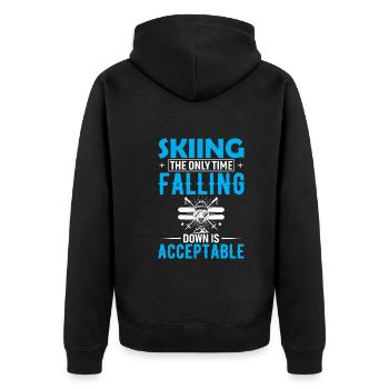 Skifahren: Nur ein Sturz ist akzeptabel. - Unisex Premium Bio Zip Hoodie - Schwarz - Hinten - Nico (187cm)
