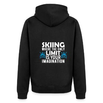 Skifahren: Wo die einzige Grenze Ihre Vorstellungskraft ist. - Unisex Premium Bio Zip Hoodie - Schwarz - Hinten - Nico (187cm)