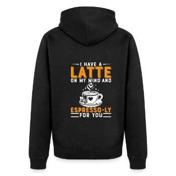 J’ai un café au lait en tête et un expresso-ly pour vous. - Veste à capuche bio Premium Unisexe - noir - Dos - Nico (187cm)