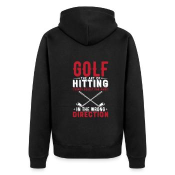 Golf : l’art de frapper des choses vraiment loin - Veste à capuche bio Premium Unisexe - noir - Dos - Nico (187cm)