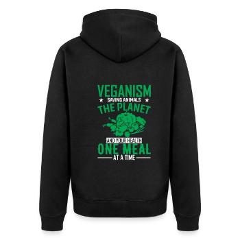 Véganisme : sauver les animaux, la planète et votre santé - Veste à capuche bio Premium Unisexe - noir - Dos - Nico (187cm)