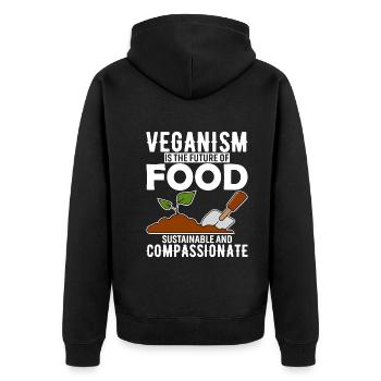 Le véganisme est l’avenir de l’alimentation, durable et co - Veste à capuche bio Premium Unisexe - noir - Dos - Nico (187cm)