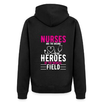 Krankenschwestern sind die unbesungenen Helden des medizinischen Bereichs - Unisex Premium Bio Zip Hoodie - Schwarz - Hinten - Nico (187cm)
