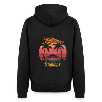 Plongez dans l’aventure ; L’été vous appelle à expl - Veste à capuche bio Premium Unisexe - noir - Dos - Nico (187cm)