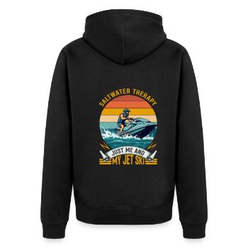 Thérapie à l’eau salée : juste moi et mon Jet Ski. - Veste à capuche bio Premium Unisexe - noir - Dos - Nico (187cm)