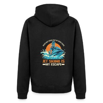 Les vagues peuvent s’écraser, mais mon s’envole - Jet Skiing - Veste à capuche bio Premium Unisexe - noir - Dos - Nico (187cm)
