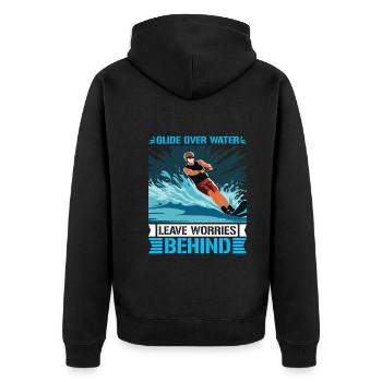 Glide over water, leave worries behind. - Unisex Premium Organic Zip Hoodie - black - Back - Nico (187cm)
