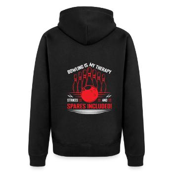Bowling is my therapy – strikes and spares include - Unisex Premium Organic Zip Hoodie - black - Back - Nico (187cm)