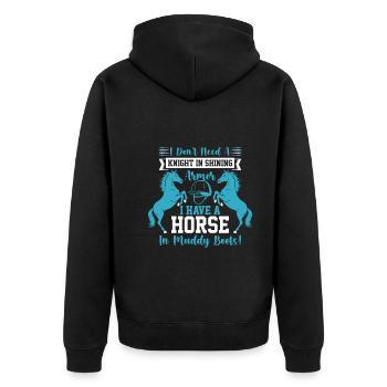 Ich brauche keinen Ritter in glänzender Rüstung; Ich habe ein h - Unisex Premium Bio Zip Hoodie - Schwarz - Hinten - Nico (187cm)