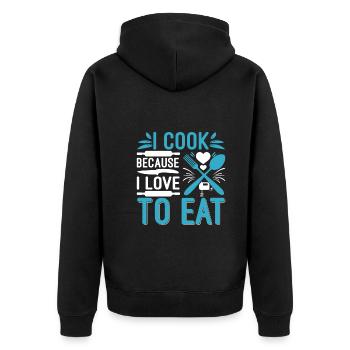 Je cuisine parce que j’aime manger - Veste à capuche bio Premium Unisexe - noir - Dos - Nico (187cm)