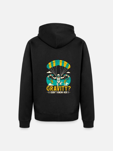 Gravity? I don't know her. - Unisex Premium Organic Zip Hoodie - black