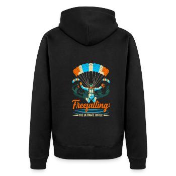 Freefalling: the ultimate thrill! - Unisex Premium Organic Zip Hoodie - black - Back - Nico (187cm)