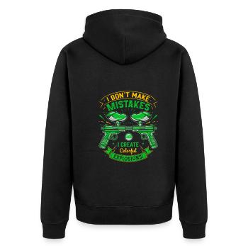 I don’t make mistakes; I create colorful explosion - Unisex Premium Organic Zip Hoodie - black - Back - Nico (187cm)