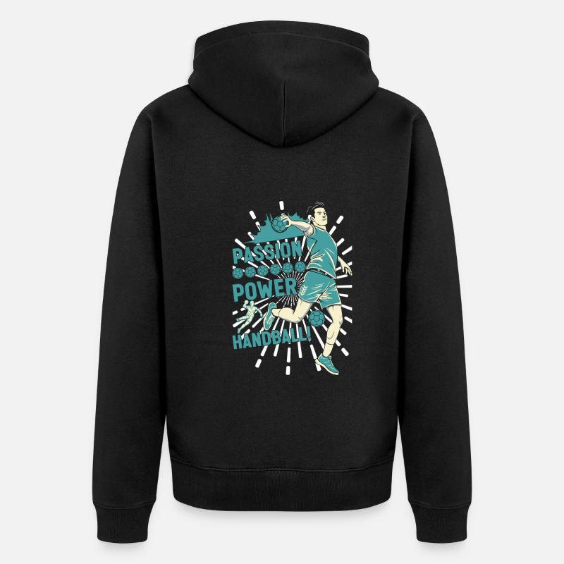 Passion, puissance, handball ! - Veste à capuche bio Premium Unisexe - noir