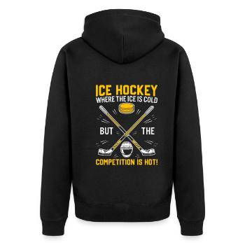 Eishockey: Wo es kalt ist, aber der Wettbewerb - Unisex Premium Bio Zip Hoodie - Schwarz - Hinten - Nico (187cm)