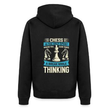 Schach ist die einzige Sportart, bei der man eine Pause einlegen kann - Unisex Premium Bio Zip Hoodie - Schwarz - Hinten - Nico (187cm)