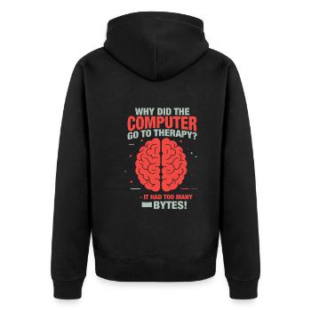 Warum ist der Computer zur Therapie gegangen? Es hatte zu Mann - Unisex Premium Bio Zip Hoodie - Schwarz - Hinten - Nico (187cm)