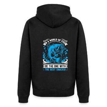 In a world of fish, be the one with the best snack - Unisex Premium Organic Zip Hoodie - black - Back - Nico (187cm)