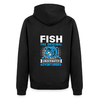 Poissons : Les premiers aventuriers sous-marins ! - Veste à capuche bio Premium Unisexe - noir - Dos - Nico (187cm)