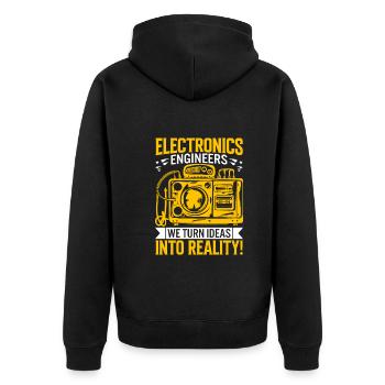 Electronics engineers: We turn ideas into reality! - Unisex Premium Organic Zip Hoodie - black - Back - Nico (187cm)