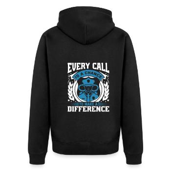 Every call is a chance to make a difference. - Unisex Premium Organic Zip Hoodie - black - Back - Nico (187cm)