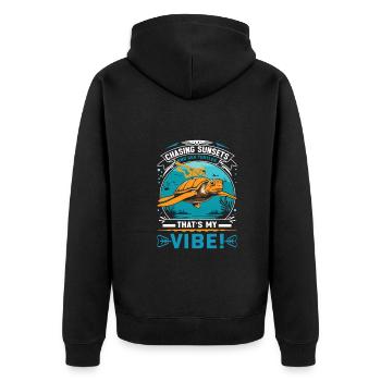 Chasing sunsets and sea turtles – that’s my vibe! - Unisex Premium Organic Zip Hoodie - black - Back - Nico (187cm)