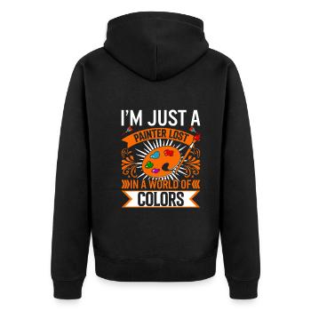 I’m just a painter lost in a world of colors. - Unisex Premium Organic Zip Hoodie - black - Back - Nico (187cm)