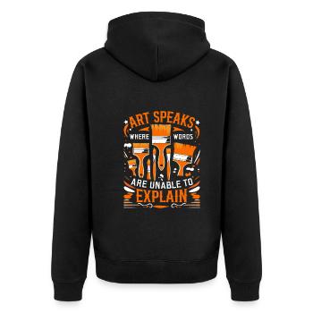 L’art parle là où les mots ne peuvent pas expliquer. - Veste à capuche bio Premium Unisexe - noir - Dos - Nico (187cm)
