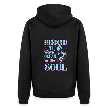 Sirène dans l’âme, océan dans l’âme. - Veste à capuche bio Premium Unisexe - noir - Dos - Nico (187cm)