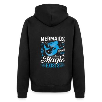 Sirènes : La preuve que la magie existe. - Veste à capuche bio Premium Unisexe - noir - Dos - Nico (187cm)