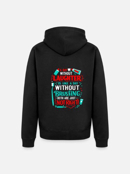 A day without laughter is like a day without brush - Unisex Premium Organic Zip Hoodie - black