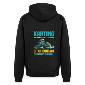 Kartsport: Wo "nur ein bisschen Kontakt" ist - Unisex Premium Bio Zip Hoodie - Schwarz - Hinten - Nico (187cm)