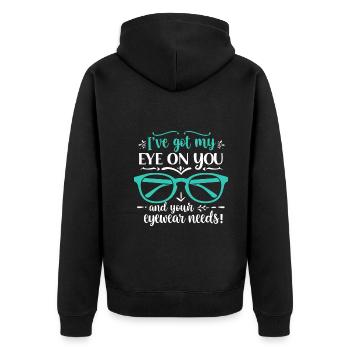 Ich habe ein Auge auf dich geworfen – und auf deine Brillenbedürfnisse! - Unisex Premium Bio Zip Hoodie - Schwarz - Hinten - Nico (187cm)
