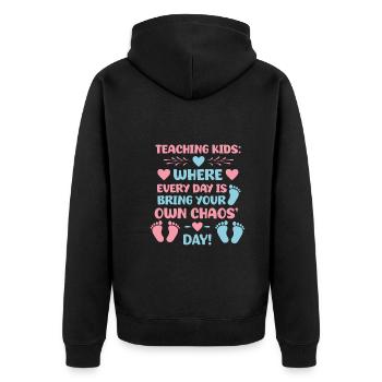 Enseigner aux enfants : où chaque jour est « apportez le vôtre » - Veste à capuche bio Premium Unisexe - noir - Dos - Nico (187cm)
