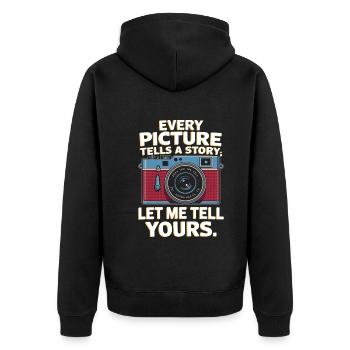 Chaque image raconte une histoire ; Laissez-moi vous raconter la vôtre. - Veste à capuche bio Premium Unisexe - noir - Dos - Nico (187cm)