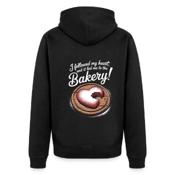I followed my heart, and it led me to the bakery! - Unisex Premium Organic Zip Hoodie - black - Back - Nico (187cm)