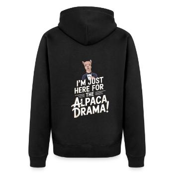 I’m just here for the alpaca drama! - Unisex Premium Organic Zip Hoodie - black - Back - Nico (187cm)