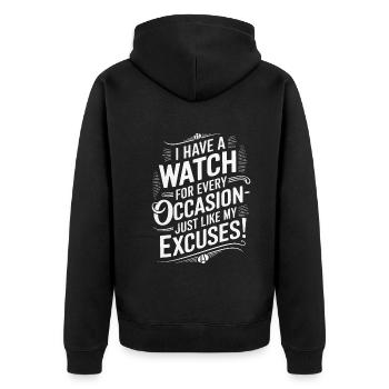 J’ai une montre pour chaque occasion - tout comme ma e - Veste à capuche bio Premium Unisexe - noir - Dos - Nico (187cm)