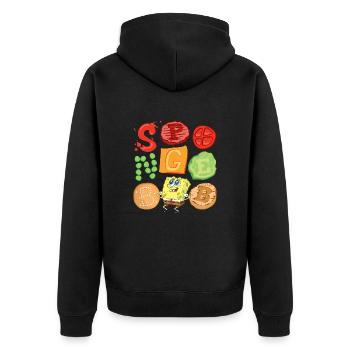 Bob l'Éponge Ingrédients Du Burger Design - Veste à capuche bio Premium Unisexe - noir - Dos - Nico (187cm)