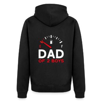 DAD OF 2 BOYS VATERTAG PAPA ZWEI JUNGEN - Unisex Premium Bio Zip Hoodie - Schwarz - Hinten - Nico (187cm)