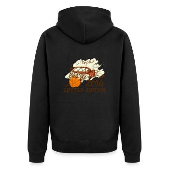 2014 Limited Edition Jubiläum Basketball 2014 - Unisex Premium Bio Zip Hoodie - Schwarz - Hinten - Nico (187cm)