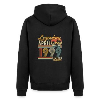 Légendaire depuis avril 1999 Vintage Birthday - Veste à capuche bio Premium Unisexe - noir - Dos - Nico (187cm)
