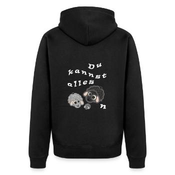 Du kannst alles schafen - Unisex Premium Bio Zip Hoodie - Schwarz - Hinten - Nico (187cm)