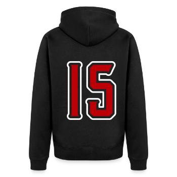 Symbole de 15 chiffres - Veste à capuche bio Premium Unisexe - noir - Dos - Nico (187cm)