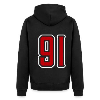 91 Number Symbol - Unisex Premium Organic Zip Hoodie - black - Back - Nico (187cm)