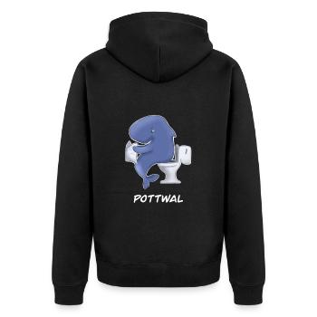 Wal Pottwal als lustiges Wortspiel - Unisex Premium Bio Zip Hoodie - Schwarz - Hinten - Nico (187cm)