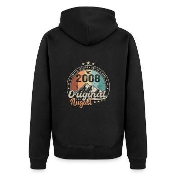 Août 2008 Cadeau D'anniversaire Août 2008 Vintage - Veste à capuche bio Premium Unisexe - noir - Dos - Nico (187cm)
